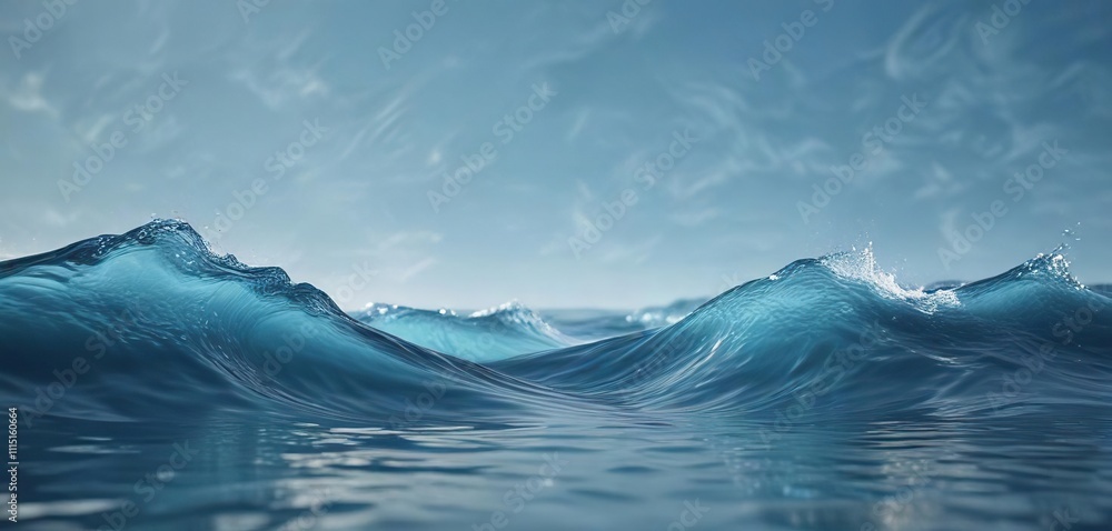 Wall mural serene abstract blue background with gentle waves, relaxing, tranquil, blue