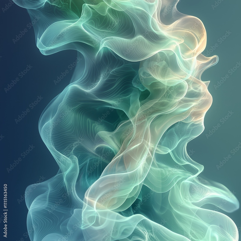 Aufkleber serene abstract flowing design with soft topaz hues creating a calming and ethereal visual experienc