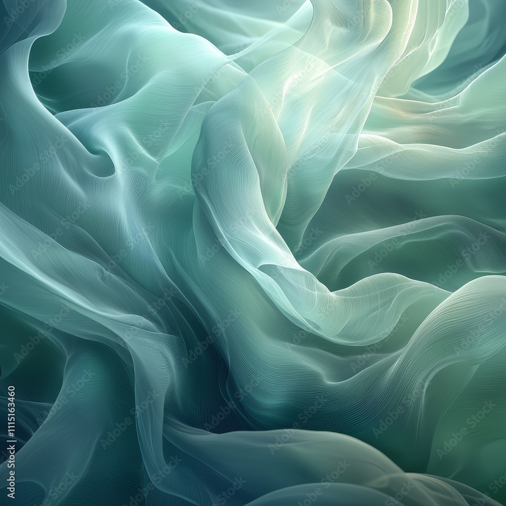Aufkleber serene abstract flowing design in soft topaz tones capturing a tranquil atmosphere with wispy textur