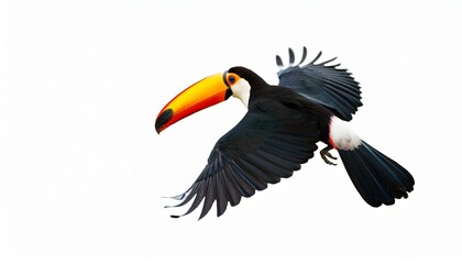 Obraz premium toucan in flight isolated on white background