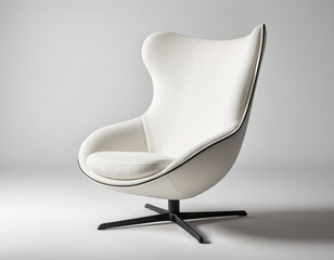 Iconic White Egg Chair Isolated on White Background, Modern Luxurious Furniture Design Concept.