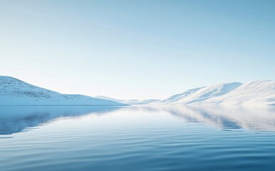 Obraz premium Majestic Antarctic landscape featuring towering glaciers, floating icebergs, and pristine lake waters, showcasing the breathtaking beauty of the frozen wilderness.