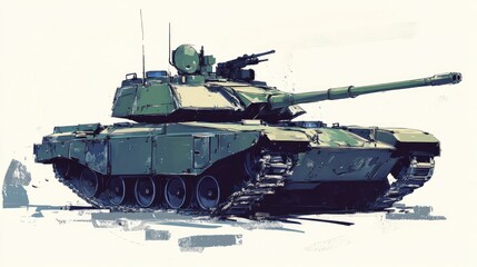 Modern Tank Design: Powerful Engine, Advanced Weaponry, Superior Mobility, Impressive Armor, Futuristic Aesthetics, Military Vehicle, Combat Machine, Land Warfare, Heavy Artillery