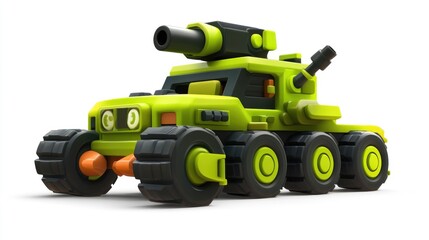 Mighty Six-Wheeled Toy Truck with Turret and Cannon Roars into Action!  Fun Designs for Imaginative Play.