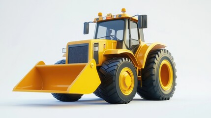 Powerful Yellow Tractor Digs Earth Efficiently Outdoors, Modern Agricultural Machine for Construction Works