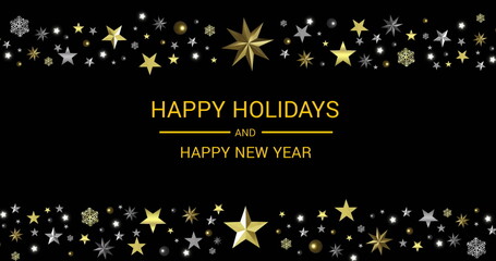 Image of christmas greetings text and decorations on black background © vectorfusionart