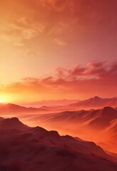 Softly glowing sunset colors blend into a gradient of abstract reds and oranges, soothing sunset effect, beautiful sunset colors