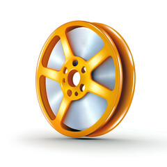 Obraz premium Film reel showcasing intricate design and craftsmanship, often used in cinema and video production environments