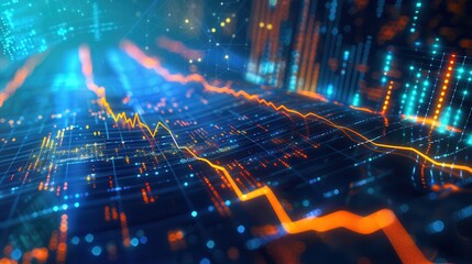 Fototapeta premium Energy stocks rise with solar electricity. Abstract digital data visualization graphic