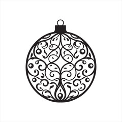 Fototapeta premium Christmas ball silhouette vector icon design whit a white background.