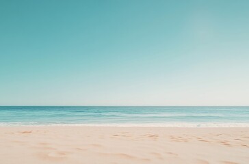 Fototapeta premium A vast and tranquil ocean stretching to the horizon, capturing the endless beauty of the Pacific or Atlantic, creating a perfect wallpaper with negative space for travel and commercial backgrounds.