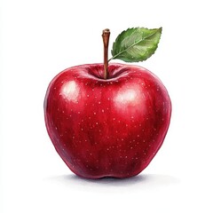 Vibrant Red Apple Digital Painting Clipart for Creative Projects