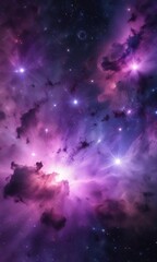 Fototapeta premium Cosmic background featuring a colorful purple nebula with many shining stars, nebulas, space, galaxy