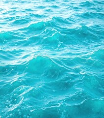 Obraz premium Turbulent turquoise water with ripples and waves, aquatic movement, wave disturbances, wavy blue