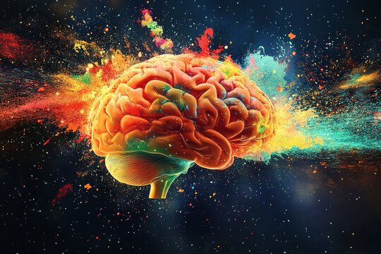 Colorful Brain Exploding With Vivid Imagination And Creativity