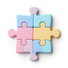 Obraz premium Minimalist Geometric Puzzle Toy Illustration in Soft Pastel Colors