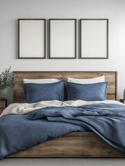 Bedroom with Blue Bedding
