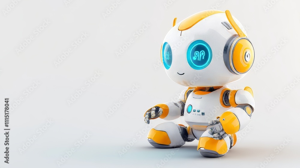 Poster cute 3d robot model with a simple and clean background