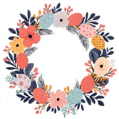 Obraz premium Hand-Drawn Easter Wreath Illustration for Seasonal Decor