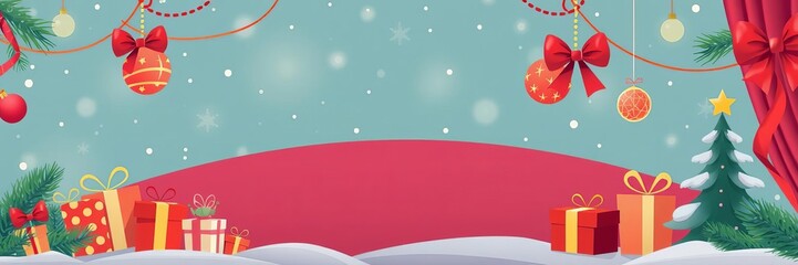Obraz premium Christmas themed background featuring a variety of decorations and gifts, perfect for holiday season designs, illustration, merry