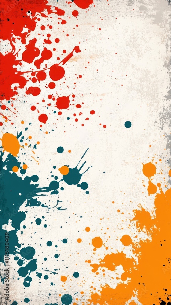 Aufkleber abstract design featuring colorful paint splashes on a textured background.