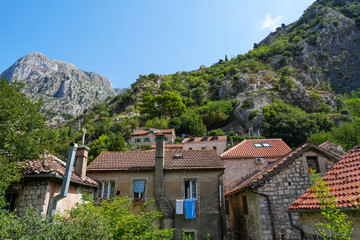 Charming stone homes with tile roofs in old town Kotor