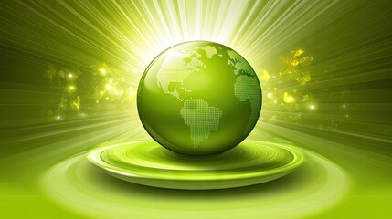 Green Globe with Bright Rays in a Radiant Atmosphere