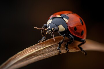 Fototapeta premium A ladybug is on a leaf