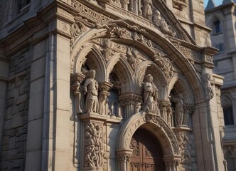 Ornate stone carvings on the exterior of the church, Architecture, Church, Stone Carvings