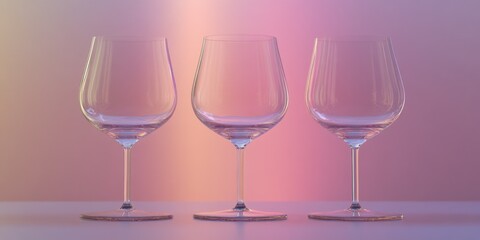 Three empty wine glasses