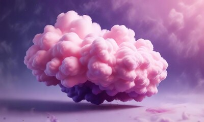 Obraz premium Soft pink and purple colored powder coating an amorphous cloud-like shape, light, soft focus, cloudy