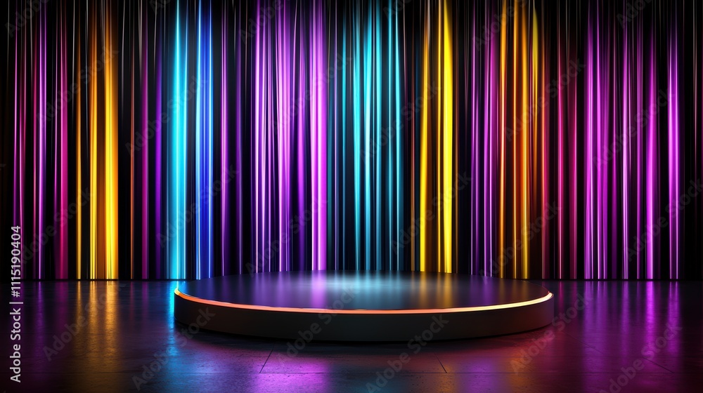 Poster a stage with a large circular platform in the center