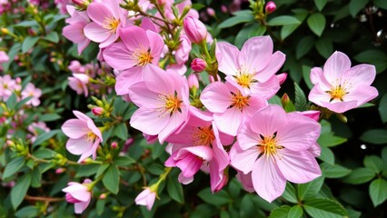Fototapeta premium Vibrant Pink Flowers Blooming in Lush Green Garden, Perfect for Home Decor or Wall Art