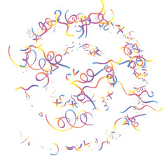 Holographic Memphis Confetti Background. Abstract Vector Geometric Kid Rainbow Pattern. Pride Graphic Lines for Winners and Birthday Cards. 2025 Neon Party. Poster Cover in 80s Style.