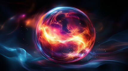 Obraz premium Fiery Plasma Orb Encased In A Transparent Sphere