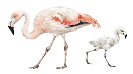 Obraz premium Elegant pink flamingo, a colorful stroll on white