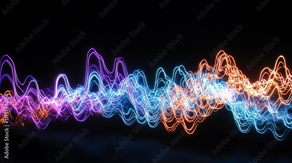 Poster vibrant abstract light trails creating a dynamic and colorful background