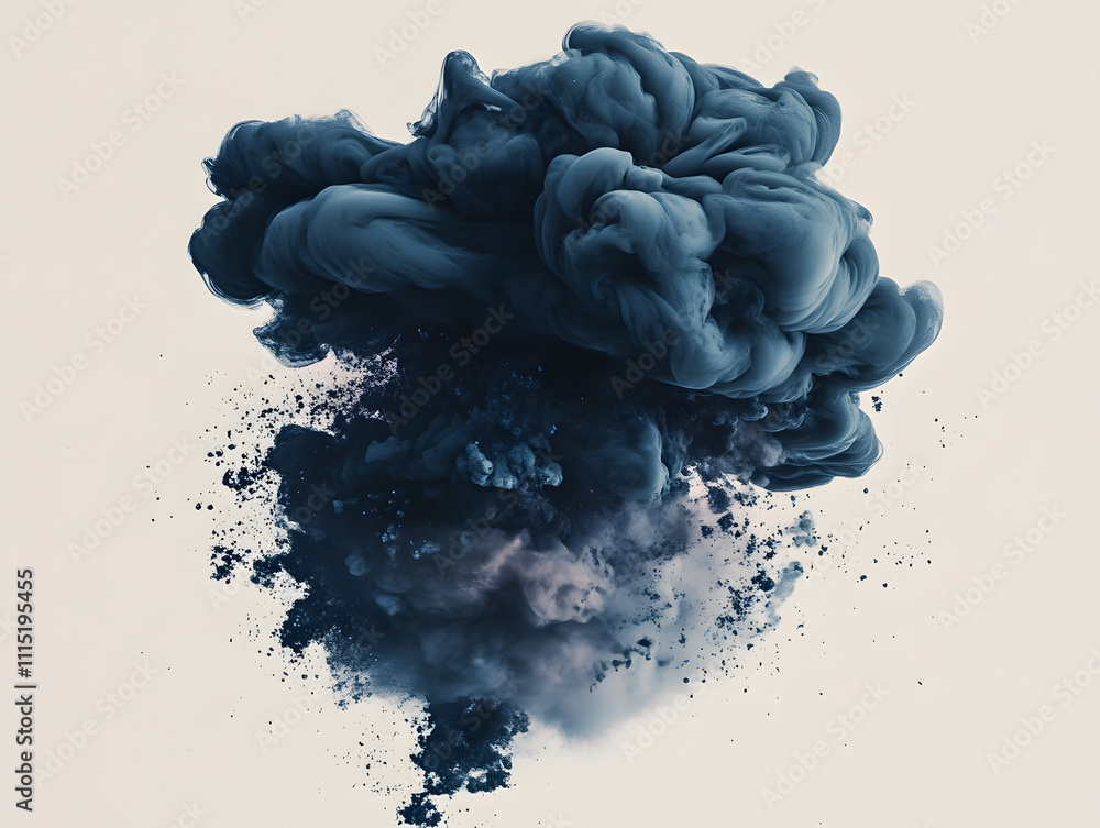 Poster dynamic smoke explosion abstract art digital creation studio environment aerial view conceptual imag