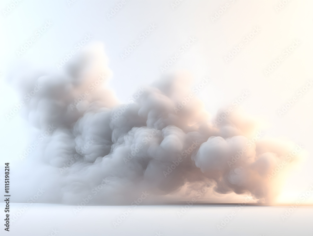 Poster dynamic smoke cloud formation studio setting digital art minimalist environment high angle abstract 