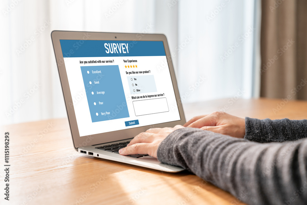 Poster online survey form for modish digital information collection on the internet network
