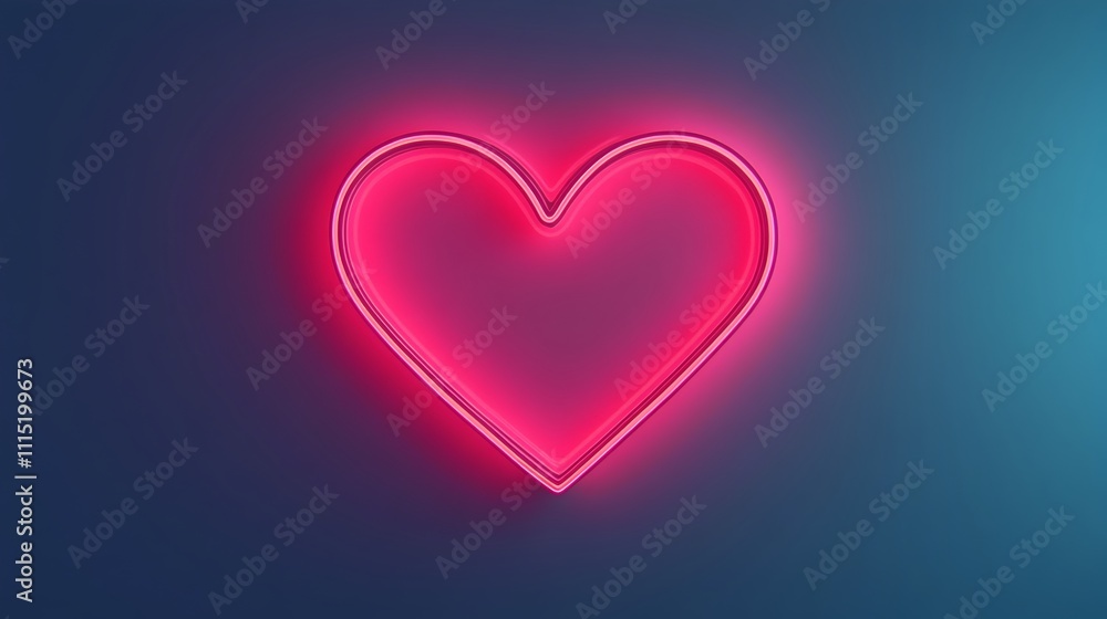 Aufkleber vibrant neon heart symbols with a glowing luminous effect against a dark moody background in a 3d di