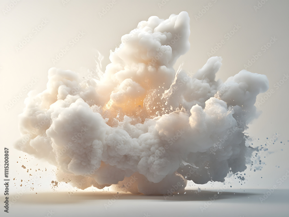 Poster dramatic explosion of clouds abstract art digital studio minimalist environment close-up view visual