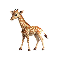 Fototapeta premium 3D rendering of baby giraffe, full body, isolated on transparent background