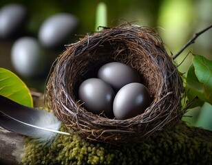 Obraz premium blackbird nest eggs