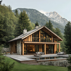 Luxurious Mountain Cabin  Modern A Frame Home  Wooden House with Pool