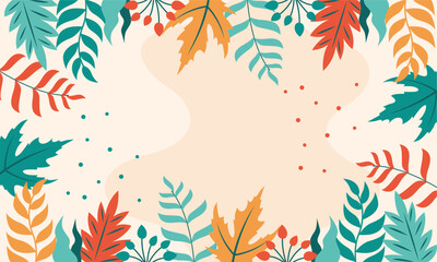 Flat abstract floral leaves background