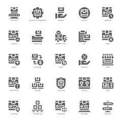 Product Delivery icon pack for your website, mobile, presentation, and logo design. Product Delivery icon glyph design. Vector graphics illustration and editable stroke.