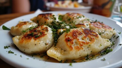 Close-Up of Delicious Fried Dumplings