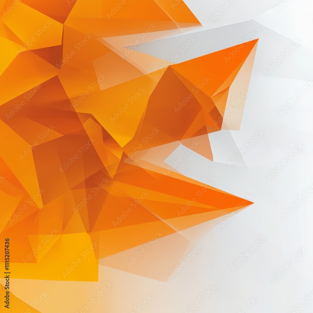 Poster vibrant orange geometric shapes create a dynamic interplay of light and shadow in an abstract compos
