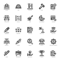 Back To School icon pack for your website, mobile, presentation, and logo design. Back To School icon glyph design. Vector graphics illustration and editable stroke.